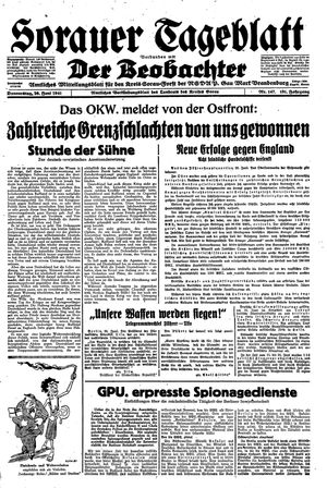 Sorauer Tageblatt vom 26.06.1941