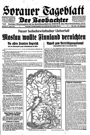 Sorauer Tageblatt vom 27.06.1941