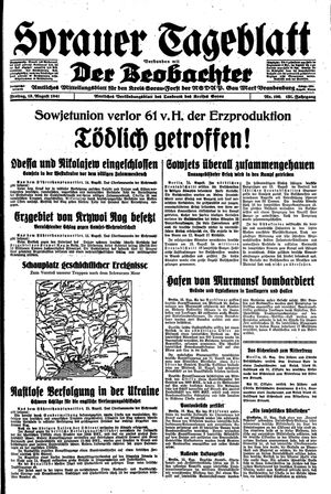 Sorauer Tageblatt vom 15.08.1941