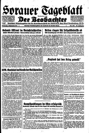 Sorauer Tageblatt vom 03.09.1941