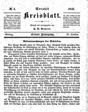 Sorauer Kreisblatt vom 30.10.1843