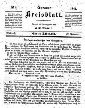 Sorauer Kreisblatt vom 22.11.1843
