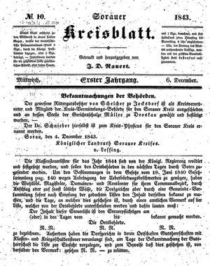 Sorauer Kreisblatt vom 06.12.1843