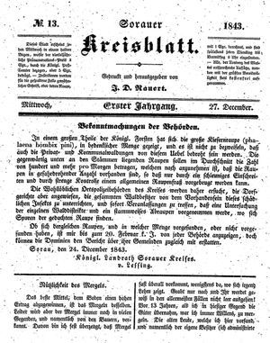 Sorauer Kreisblatt vom 27.12.1843