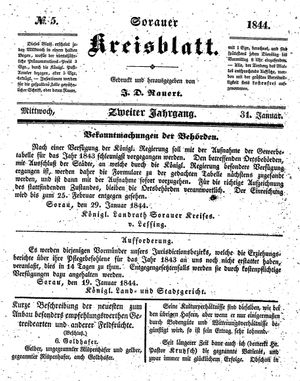 Sorauer Kreisblatt vom 31.01.1844
