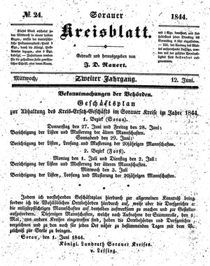 Sorauer Kreisblatt vom 12.06.1844