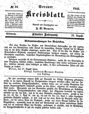 Sorauer Kreisblatt on Aug 21, 1844