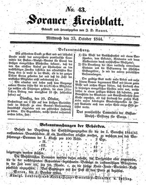 Sorauer Kreisblatt on Oct 23, 1844