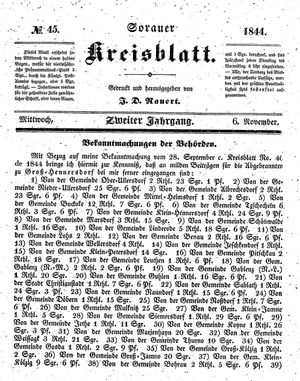 Sorauer Kreisblatt vom 06.11.1844