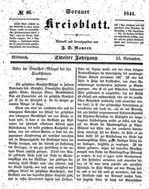 Sorauer Kreisblatt vom 13.11.1844