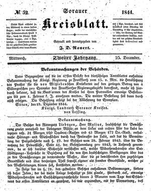 Sorauer Kreisblatt on Dec 25, 1844