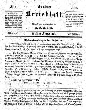 Sorauer Kreisblatt vom 29.01.1845