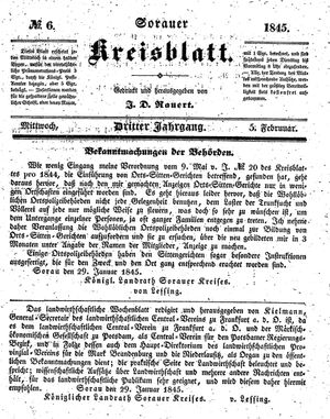 Sorauer Kreisblatt vom 05.02.1845