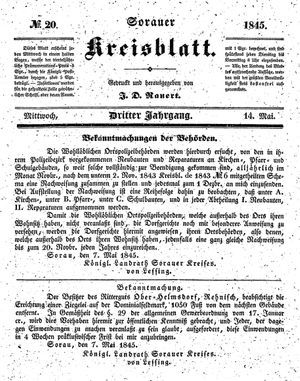 Sorauer Kreisblatt vom 14.05.1845