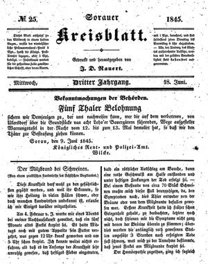 Sorauer Kreisblatt vom 18.06.1845