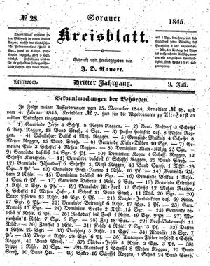Sorauer Kreisblatt vom 09.07.1845