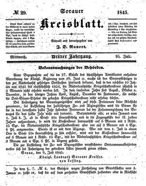 Sorauer Kreisblatt vom 16.07.1845