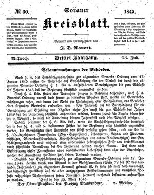Sorauer Kreisblatt vom 23.07.1845