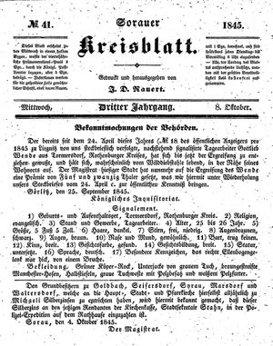 Sorauer Kreisblatt on Oct 8, 1845