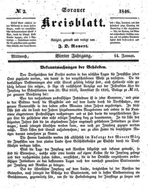 Sorauer Kreisblatt vom 14.01.1846