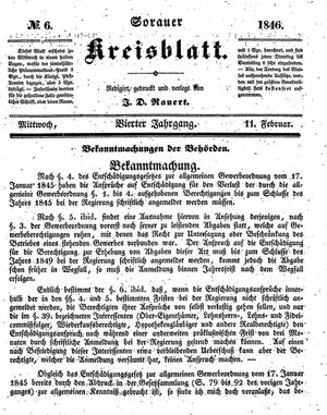 Sorauer Kreisblatt vom 11.02.1846
