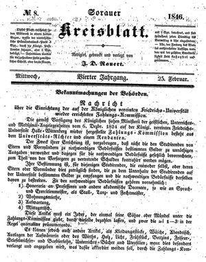 Sorauer Kreisblatt vom 25.02.1846