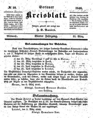 Sorauer Kreisblatt vom 11.03.1846