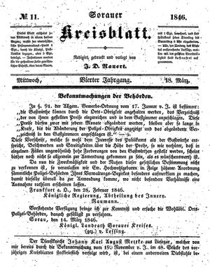 Sorauer Kreisblatt vom 18.03.1846