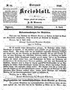 Sorauer Kreisblatt vom 08.04.1846