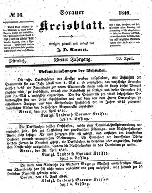 Sorauer Kreisblatt on Apr 22, 1846