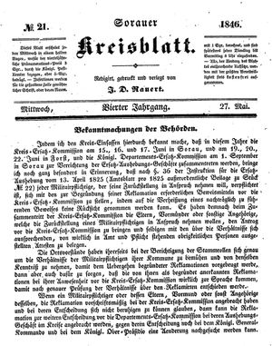 Sorauer Kreisblatt vom 27.05.1846