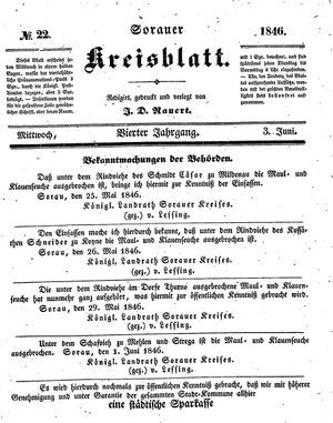 Sorauer Kreisblatt vom 03.06.1846
