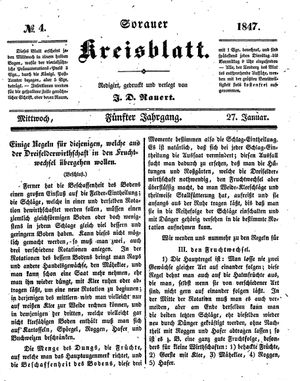 Sorauer Kreisblatt vom 27.01.1847