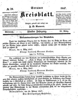 Sorauer Kreisblatt vom 10.03.1847