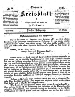 Sorauer Kreisblatt vom 17.03.1847
