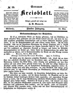 Sorauer Kreisblatt vom 12.05.1847