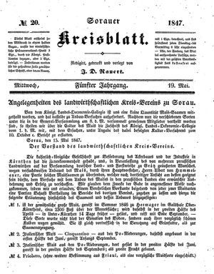 Sorauer Kreisblatt vom 19.05.1847