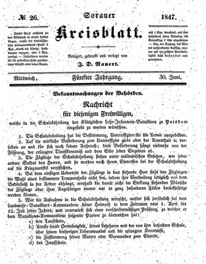 Sorauer Kreisblatt vom 30.06.1847