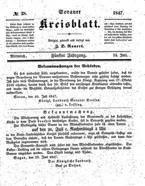 Sorauer Kreisblatt vom 14.07.1847
