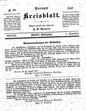 Sorauer Kreisblatt vom 01.09.1847