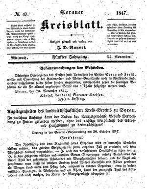 Sorauer Kreisblatt vom 24.11.1847