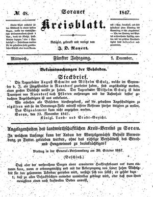 Sorauer Kreisblatt on Dec 1, 1847