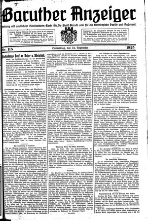 Baruther Anzeiger vom 24.09.1925