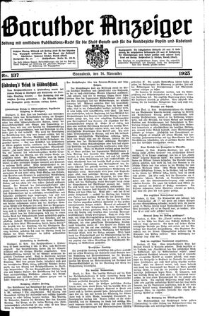 Baruther Anzeiger vom 14.11.1925