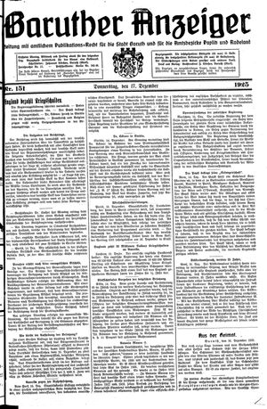 Baruther Anzeiger vom 17.12.1925