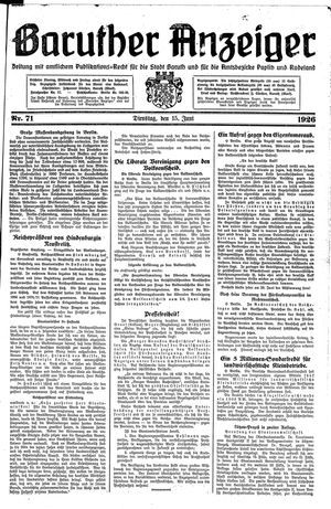 Baruther Anzeiger vom 15.06.1926