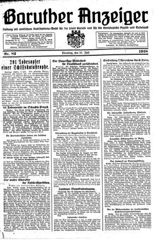 Baruther Anzeiger vom 10.07.1928