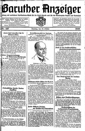 Baruther Anzeiger vom 23.10.1928