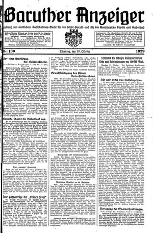 Baruther Anzeiger vom 29.10.1929