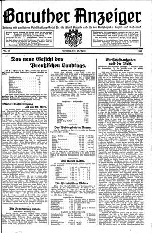 Baruther Anzeiger vom 26.04.1932